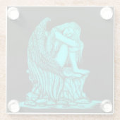 眠れる天使が石の上に ガラスコースター (裏面)