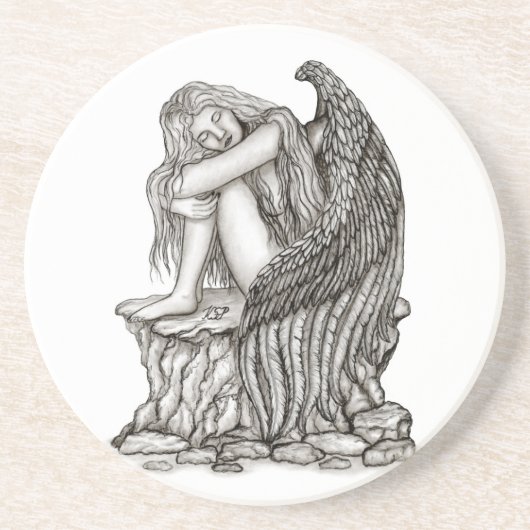 眠れる天使が石の上に コースター (正面)