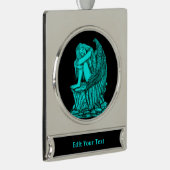 眠れる天使が石の上に シルバープレートバナーオーナメント (右)