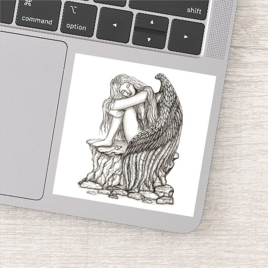 眠れる天使が石の上に シール (詳細)