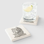 眠れる天使が石の上に ストーンコースター (横)