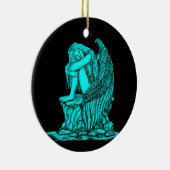 眠れる天使が石の上に セラミックオーナメント (右)