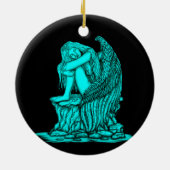 眠れる天使が石の上に セラミックオーナメント (裏面)