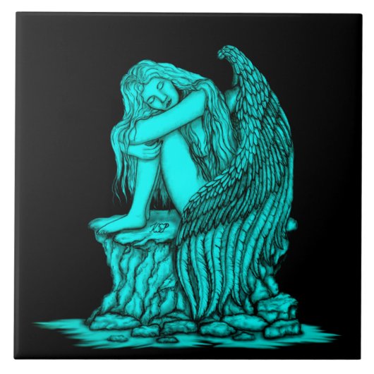 眠れる天使が石の上に タイル (正面)