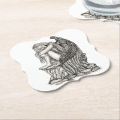 眠れる天使が石の上に ペーパーコースター (アングル)