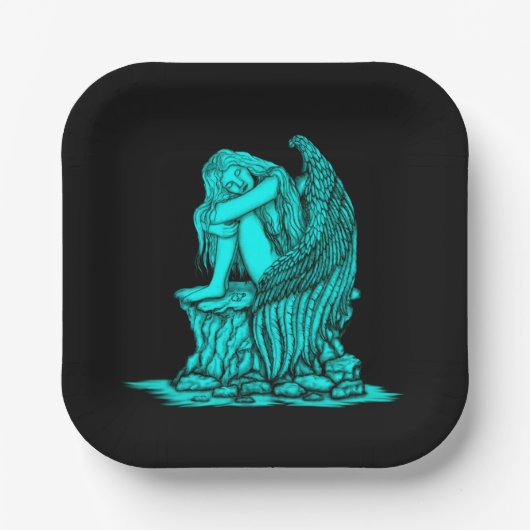 眠れる天使が石の上に ペーパープレート (正面)