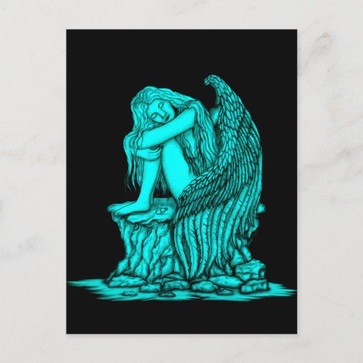 眠れる天使が石の上に ポストカード (正面)