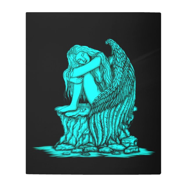 眠れる天使が石の上に メタルプリント (正面)