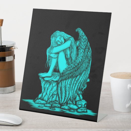 眠れる天使が石の上に 台座サイン (インサイチュ)