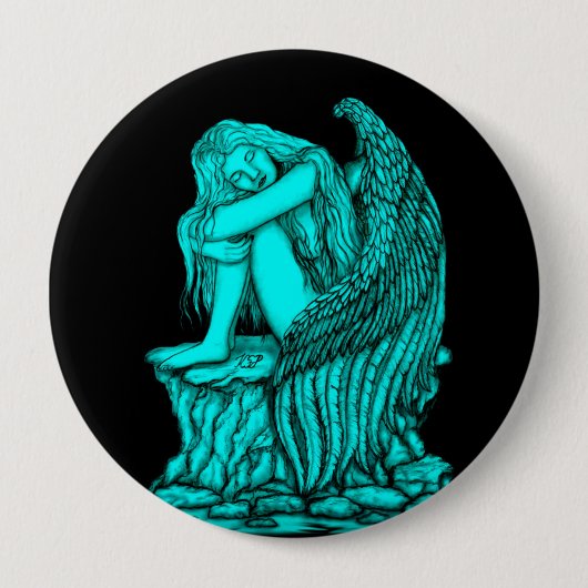 眠れる天使が石の上に 缶バッジ (正面)