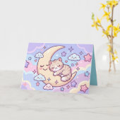 眠れる月子猫 カード (黄色い花)