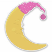 眠れる月、かわいい月、黄色い月、ナイトキャップ シール (正面)