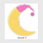 眠れる月、かわいい月、黄色い月、ナイトキャップ シール (シート)