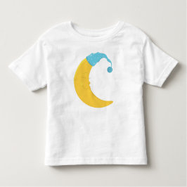 眠れる月、黄色い月、かわいい月、ナイトキャップ トドラーTシャツ
