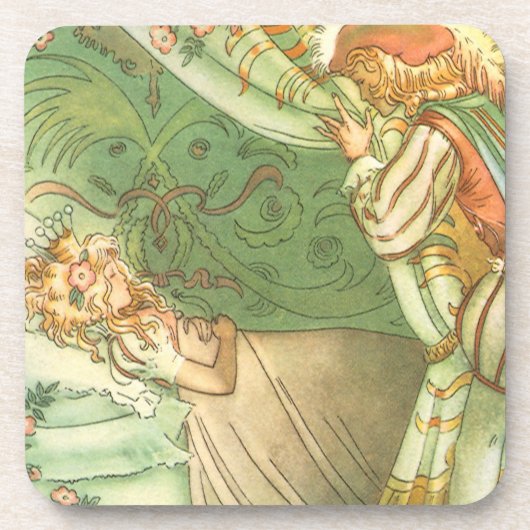 眠れる森の美人姫 ヴィンテージ風ファンタジー コースター (正面)