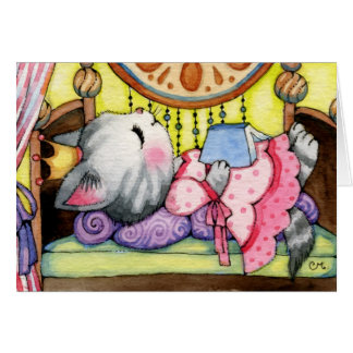 眠れる森の美女のおとぎ話猫-かわいいカード