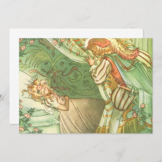 眠れる森の美女のプリンセス、ヴィンテージ・フェアリー・テイル 招待状 (正面/裏面)