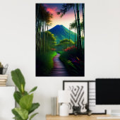 眠れる火山への木道 ポスター (ホームオフィス)