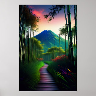 眠れる火山への木道 ポスター