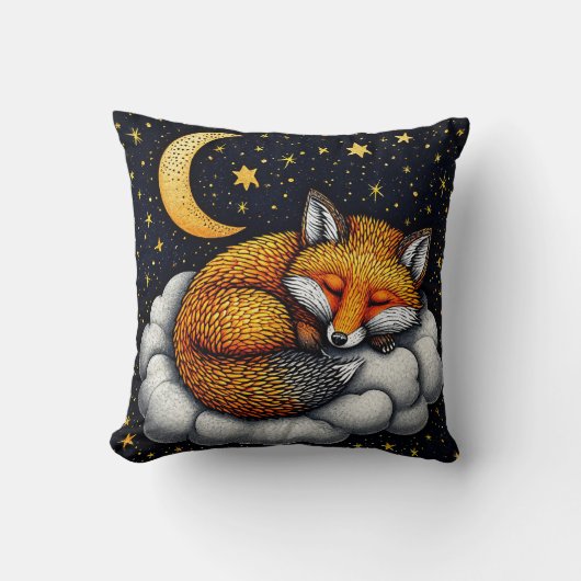 🦊🌙 眠れる狐の森のインテリアギフト ✨ クッション (正面)