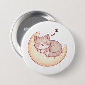 眠れる猫と月枕 ~ほっこり猫の昼寝~ 缶バッジ (正面&裏面)
