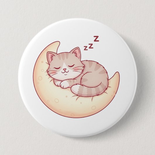 眠れる猫と月枕 ~ほっこり猫の昼寝~ 缶バッジ (正面)