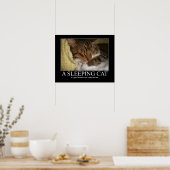 眠れる猫のアートワーク ポスター (キッチン)