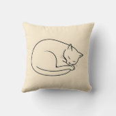 眠れる猫のミニマルなラインアートスケッチ|過去記事 クッション (裏面)
