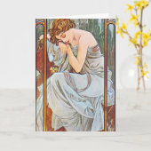 眠れる美しい女性 カード (黄色い花)