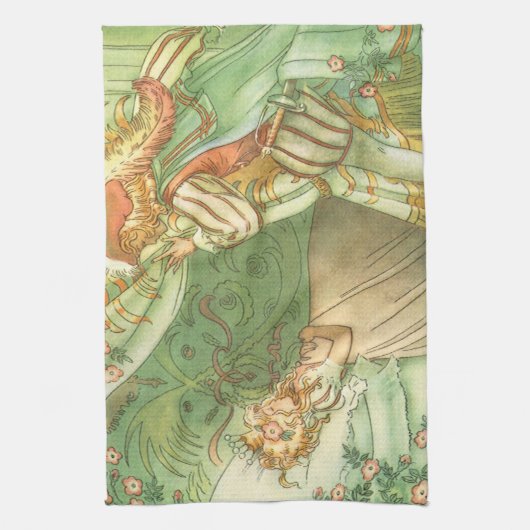 眠れる美女のプリンセス、ヴィンテージ・フェアリーテイル キッチンタオル (縦)