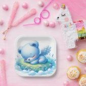 眠れる青いベビーが雲の上に立つ ペーパープレート (パーティー)