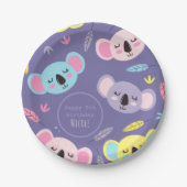 眠カラフルるコアラパタン第5子供の誕生日 ペーパープレート (正面)