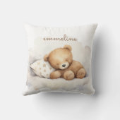 眠パーソナライズされたるテディベア子供部屋 クッション (裏面)