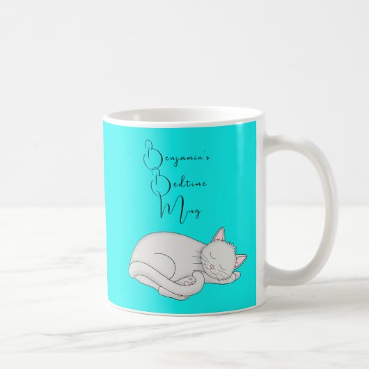 眠パーソナライズされた猫の寝る時間マグ コーヒーマグカップ (右)