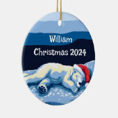 眠パーソナライズされた眠ポーラベアオーナメント セラミックオーナメント (右)