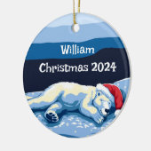 眠パーソナライズされた眠ポーラベアオーナメント セラミックオーナメント (左)