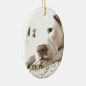 眠フレンドリーい白いピットブル嫌い行為は繁殖しない セラミックオーナメント (右)
