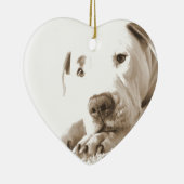 眠フレンドリーい白いピットブル嫌い行為は繁殖しない セラミックオーナメント (右)