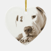 眠フレンドリーい白いピットブル嫌い行為は繁殖しない セラミックオーナメント (正面)