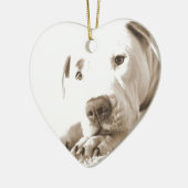 眠フレンドリーい白いピットブル嫌い行為は繁殖しない セラミックオーナメント (左)