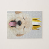 眠王室のそうな子犬と王冠 ジグソーパズル (横)