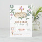 眠生まれたばかりのるユーカリつる植物可愛い女の子  招待状 (スタンド正面)