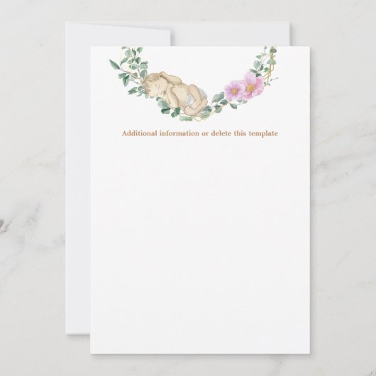 眠生まれたばかりのるユーカリつる植物可愛い女の子  招待状 (裏面)