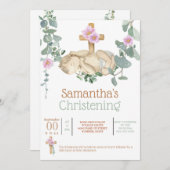 眠生まれたばかりのるユーカリつる植物可愛い女の子  招待状 (正面/裏面)