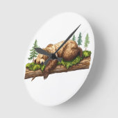 眠素朴るクマの森 ラウンド壁時計 (傾斜)