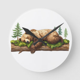 眠素朴るクマの森 ラウンド壁時計