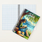 眠読い猫と木の下に本を ノートブック (内側)