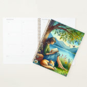 眠読い猫と木の下に本を プランナー手帳 (ディスプレー)