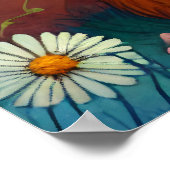 眠読い猫と木の下に本を ポスター (角)