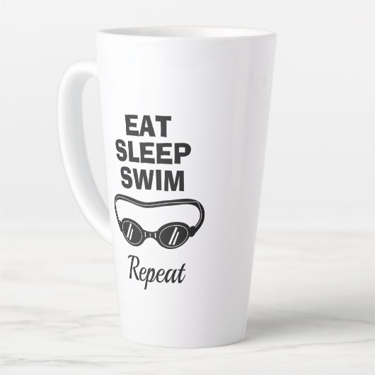 眠食べりのスイムを繰り返すビッグラテコーヒーマグギフト カフェラテマグ (左アングル)